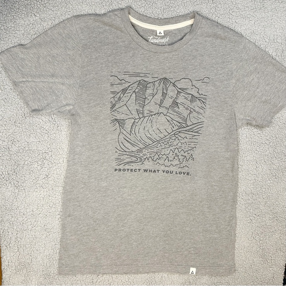 The Landmark Project Protect What You Love Graphic Tee Small Gray Outdoor Nature